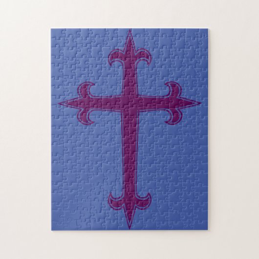 Lila Christliches Kreuz Puzzle (Vertikal)