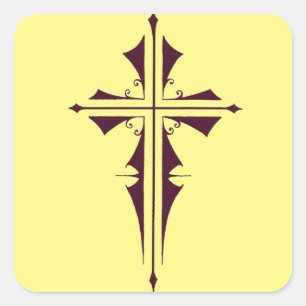Lila Christliches Kreuz Quadratischer Aufkleber