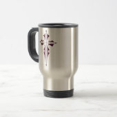 Lila Christliches Kreuz Reisebecher (Vorderseite Links)