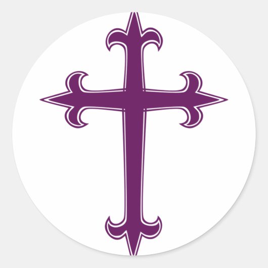 Lila Christliches Kreuz Runder Aufkleber (Vorderseite)