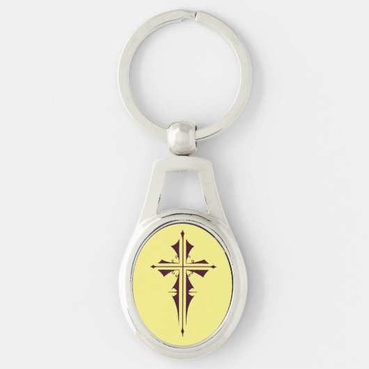 Lila Christliches Kreuz Schlüsselanhänger (Vorderseite)
