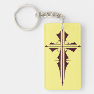 Lila christliches Kreuz Schlüsselanhänger
