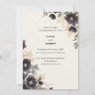 Lila Christrose Herbst-Hochzeitseinladung Einladung