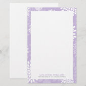 Lila Chrysanthemas Blumenmuster Briefpapier (Vorne/Hinten)