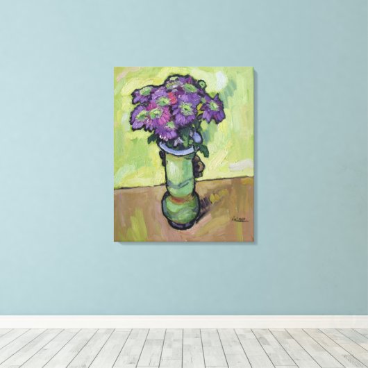 'Lila Chrysanthemas' Canvas Print Leinwanddruck (Insitu (Holzboden))