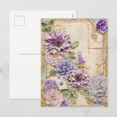 Lila Chrysanthemas elegantes Shabby Chic Feiertagspostkarte (Vorne/Hinten)