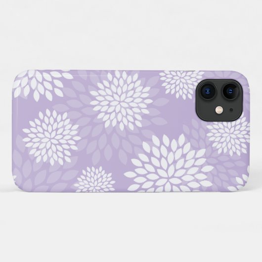 Lila Chrysantheme-Blumenmuster Case-Mate iPhone Hülle (Rückseite (Horizontal))