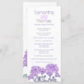 Lila Chrysanthemum-Hochzeitsprogramm Programm (Vorne/Hinten)
