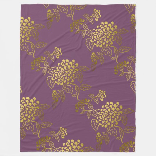 Lila Chrysanthemum Ombre Fade Fleecedecke (Vorderseite)