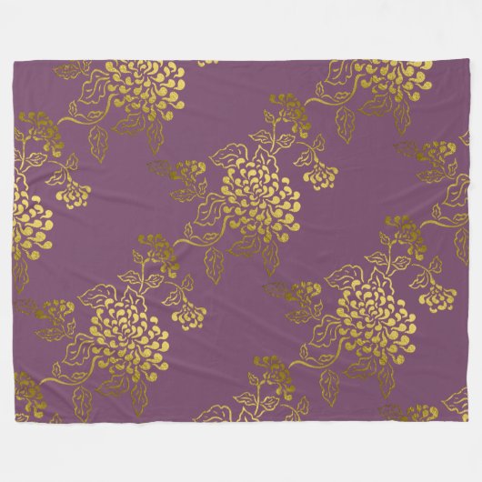 Lila Chrysanthemum Ombre Fade Fleecedecke (Vorderseite (Horizontal))