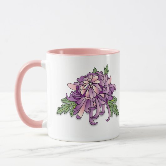 Lila Chrysanthemum Tasse (Links)
