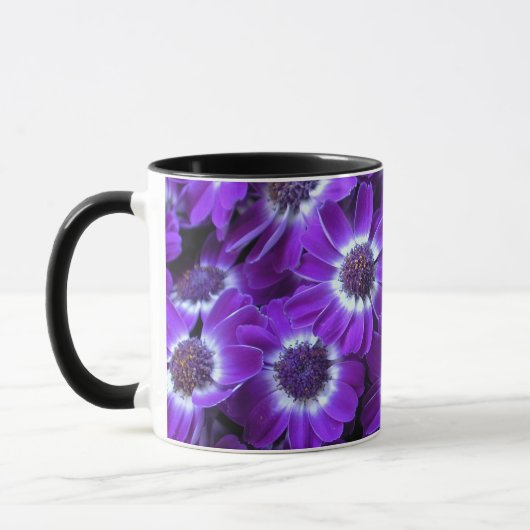 Lila Cinerarias Tasse (Links)