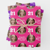 Lila Circle Foto Happy Birthday Geschenkpapier Set (Beispiel)