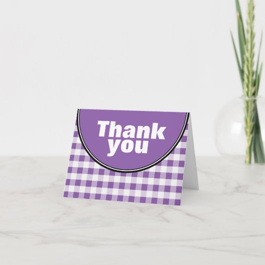 Lila Circle Gingham custom Dankeschön Karte (Vorderseite)