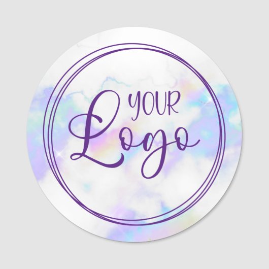 Lila Circle-Logo aus  Rainbow-Marmor Namensschild (Vorderseite)