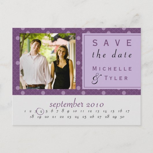 Lila Circle Save the Date Card Ankündigungspostkarte (Vorderseite)