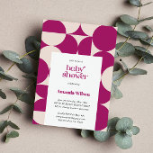 Lila Circle Scallop Mitte Jahrhundert Babydusche Einladung