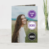 Lila Circles Foto Abschluss Einladung (Vorderseite)