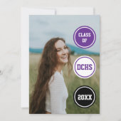 Lila Circles Foto Abschluss Einladung (Vorderseite)