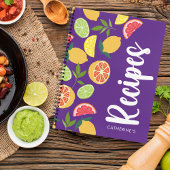 Lila Citrus Lemon Orange Muster Name Rezepte Notizblock