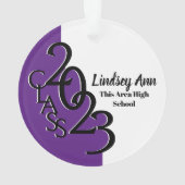 Lila Class 2023 Abschluss Foto Ornament (Rückseite)