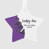 Lila Class 2024 Abschluss Foto Ornament (Rückseite)