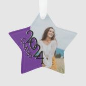 Lila Class 2024 Abschluss Foto Ornament (Vorderseite)
