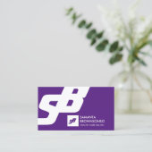 Lila Classic White Bold Einfach elegant Visitenkarte (Stehend Vorderseite)