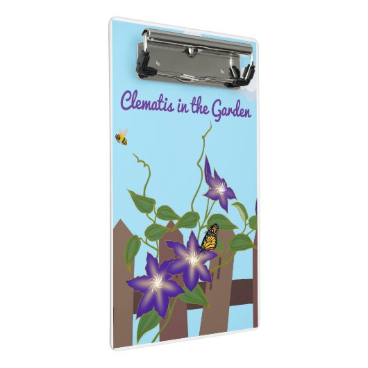 Lila Clematin Im Garten Mini Klemmbrett (Schrägansicht)