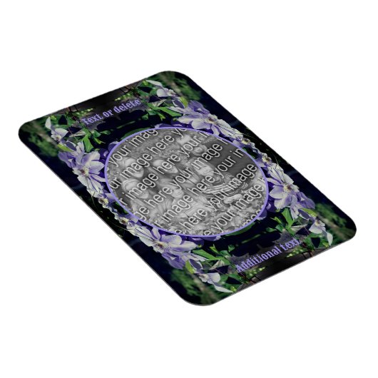 Lila Clematis auf Zaunrahmen hinzufügen Ihr Foto Magnet (Rechte Seite)