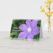 Lila Clematis-Beileids-Karten Karte (Gelbe Blume)