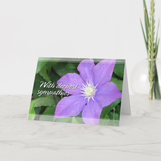 Lila Clematis-Beileids-Karten Karte (Vorderseite)