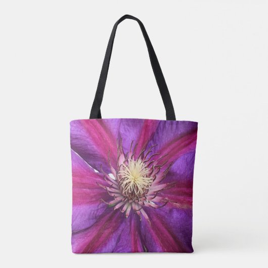 Lila Clematis Blossom Tasche (Rückseite)