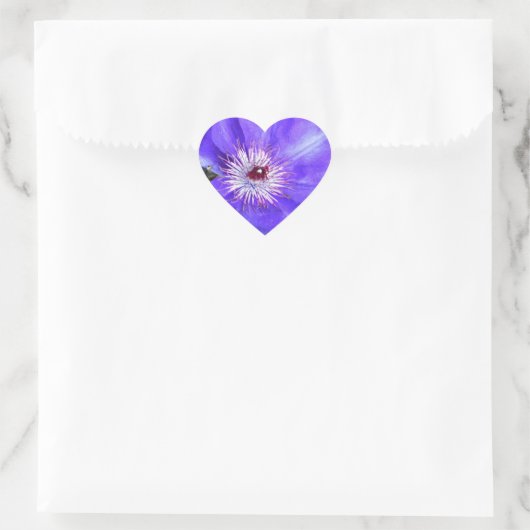 Lila Clematis-Blume Herz-Aufkleber (Tasche)