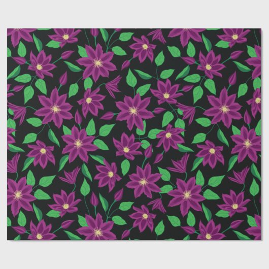 Lila Clematis-Blume-Muster Geschenkpapier (Flach)