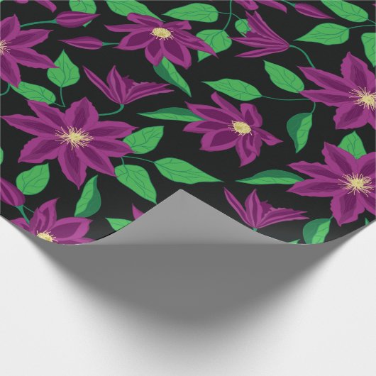 Lila Clematis-Blume-Muster Geschenkpapier (Ecke)