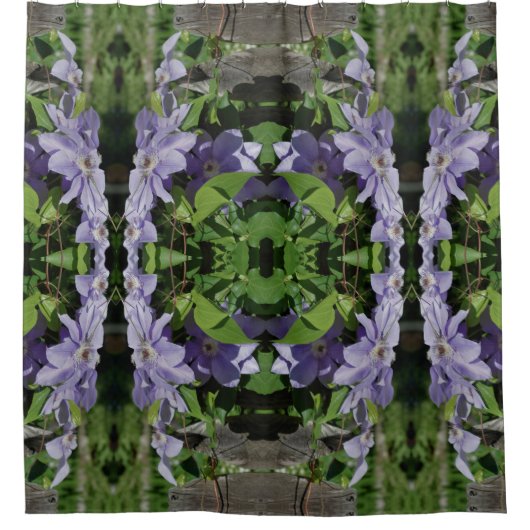 Lila Clematis Blume Spiror Abstrakt Duschvorhang (Vorderseite)