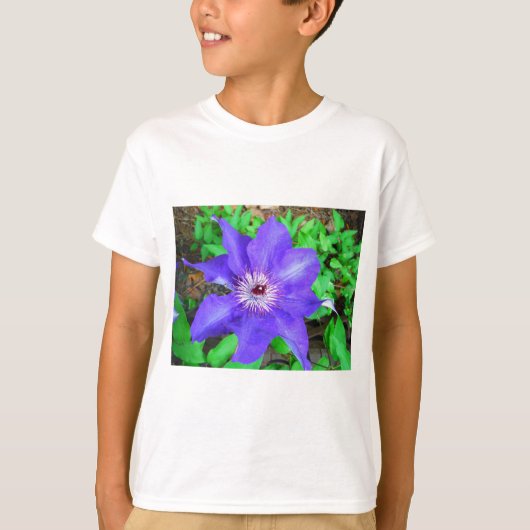 Lila Clematis-Blume T-Shirt (Vorderseite)