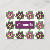 Lila Clematis-Blumen-Blumenhändler Visitenkarte (Vorderseite)