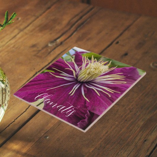 Lila Clematis-Blüte Floral Fliese