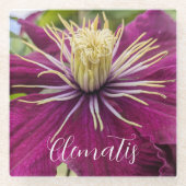 Lila Clematis-Blüte Floral Glasuntersetzer (Vorderseite)
