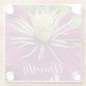 Lila Clematis-Blüte Floral Glasuntersetzer (Rückseite)