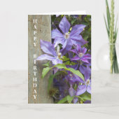 Lila Clematis Floral Geburtstag Karte (Vorderseite)