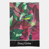 Lila Clematis Floral Geschirrtuch (Vertikal)