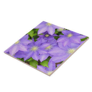 LILA CLEMATIS (FOTOG) GROSSE KERAMIK TILE/TRIVET FLIESE