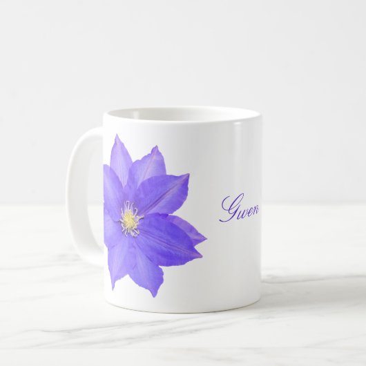 Lila Clematis Kaffeecup-Tasse Kaffeetasse (Vorderseite Links)