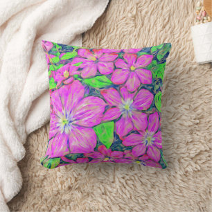 Lila Clematis mit Blue Accents werfen Kissen