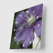 Lila Clematis Quadratische Wanduhr (Winkel)