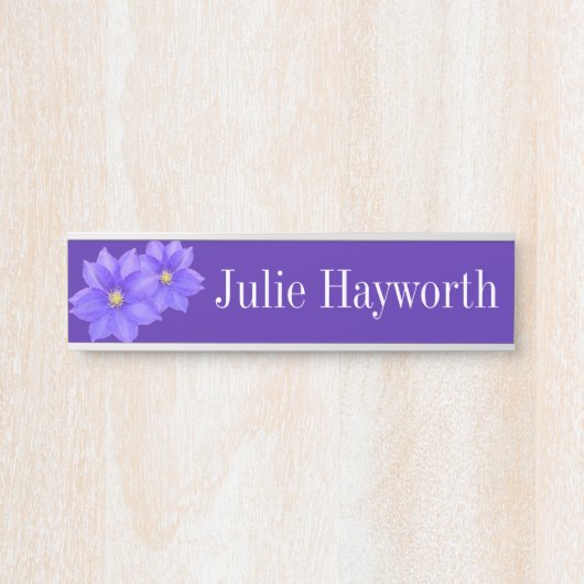 Lila Clematis-Schreibtisch Türwand, Kubikname Plat Türschild (Vorderseite )