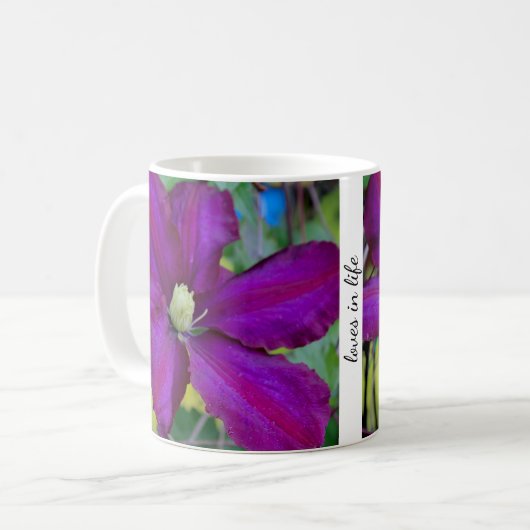 Lila Clematis-Tasse Kaffeetasse (Vorderseite Links)